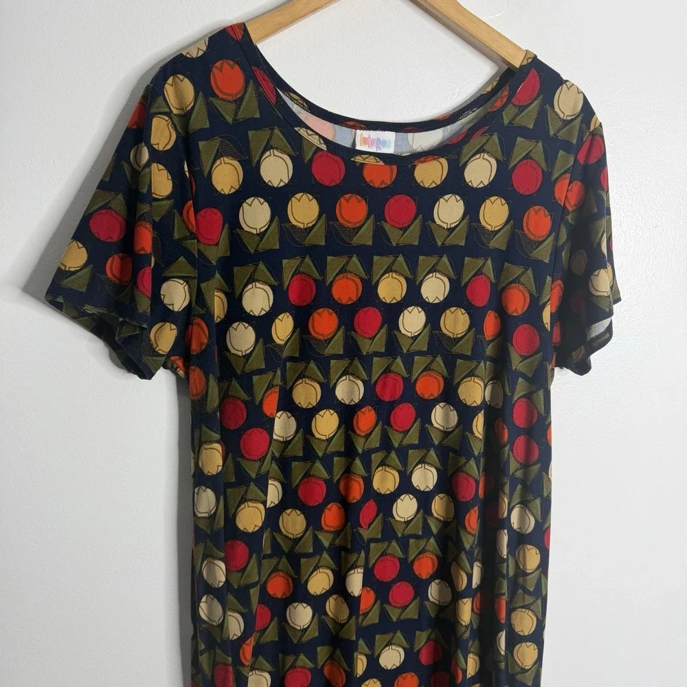 Lularoe Nicole Hi Low Printed Dress XL Whimsical Artsy Vintage Retro‎ Chic Boho